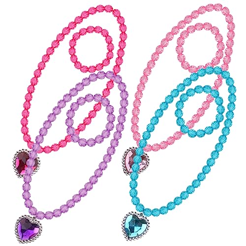 GLSTOY 4sätze Halsketten Und Armbänder Für Mädchen Junge Mädchen Schmuckset Mit Leuchtenden Farben Hochwertiger Schmuck Für Junge Bequem Und Angenehm Zu Tragen von GLSTOY