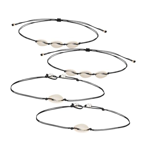 GLSTOY 4 Stück Einfache Muschel halsketten mit Verstellbarem Perlenanhänger Langlebiger Schmuck für Damen Geeignet als Geschenk für Geburtstag Muttertag Hochzeit Alltags Partygebrauch von GLSTOY