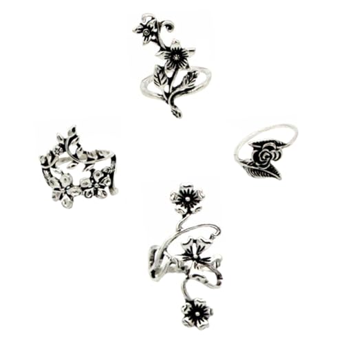 GLSTOY 4 Stück Teiliges Damenring Set mit Blumen Design Vintage Stil Hochwertigem Legierungs Material für Täglichen Gebrauch als für Frauen GLSTOY 4 Stück Teiliges Damenring Set mit Blumen Design Vintage Stil Hochwertigem Legierungs Material für Täglichen Gebrauch als für Frauen von GLSTOY