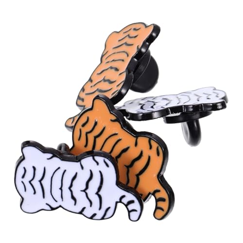 GLSTOY 4 Stück Teiliges Tiger Cartoon Broschen Kreative Metall Anstecknadeln Modische Kleidung Accessoires Geschenk für Familie und Freunde von GLSTOY