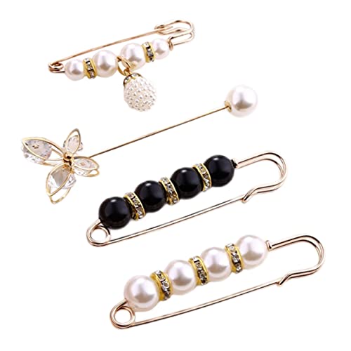 GLSTOY 4Stücke Teiliges Sicherheitsnadel Brosche für Kleider und Pullover Verstellbare Pins Schmetterling und Perle Fixieren von Kleidungsstücken für Partys von GLSTOY