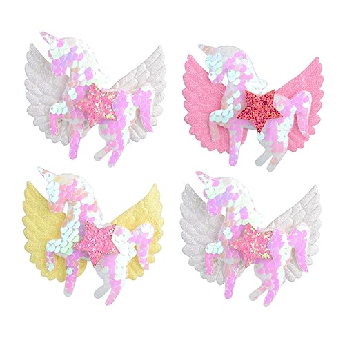 GLSTOY 4stücke Einhorn Haarclips Für Mädchen Griffiges Tuchmaterial Sternendesign Junge Mädchen Haarschmuck Haarclips von GLSTOY