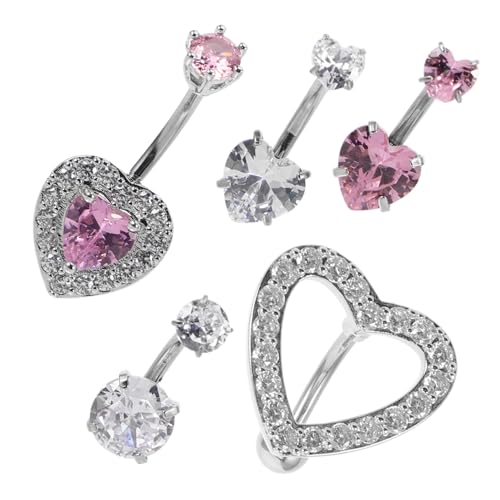 GLSTOY 5 Stück Teiliges Nabelpiercing Set mit Funkelnden Strasssteinen für Damen Stilvoller Bauchnabelschmuck für Verschiedene Anlässe von GLSTOY