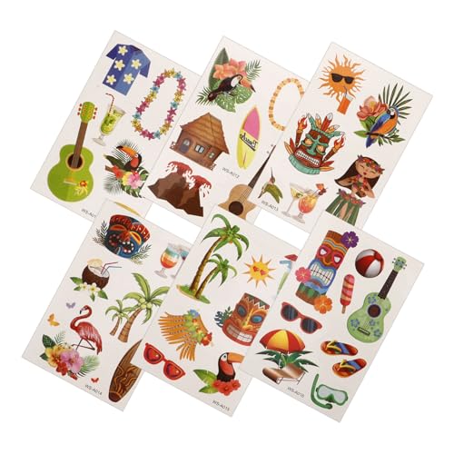 GLSTOY 6blätter Hawaiian Stil Temporäre Tattoos Aufkleber Für Körper Arm Teiliges Für Strandpartys Trendige Dekorationen Für Fotos Kreative Ideen Geeignet Für Erwachsene von GLSTOY