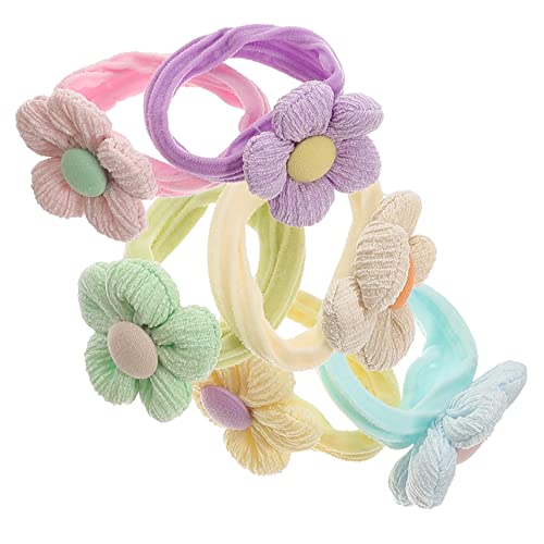 GLSTOY 6 Stück Blumen Haargummis Für Mädchen Elastische Haarbänder Bunte Haarkrawatten Aus Stoff Ponytailhalter Für Kleinkinder Haarschmuck Für Partys Und Alltag von GLSTOY