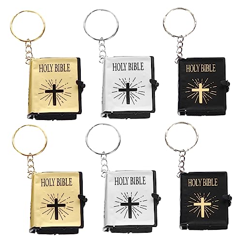 GLSTOY 6 Stück Schlüsselanhänger Mit Heiligem Bibeltext Mini Anhänger Religiöser Schlüsselanhänger Taschenbibel Hängender Schmuck von GLSTOY