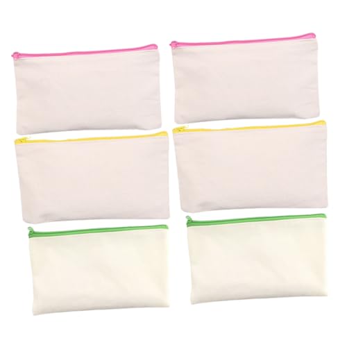 GLSTOY 6 Stück Teiliges DIY Federmäppchen aus Strapazierfähigem Canvas mit Reißverschluss Große Kapazität Tragbares Stiftemäppchen für Schüler Kreative Malvorlage zum Individuellen von GLSTOY