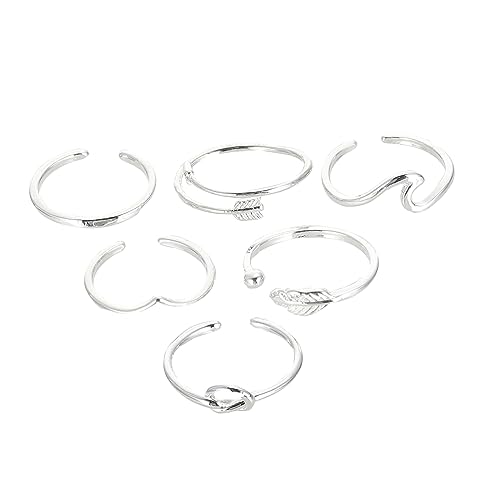 GLSTOY 6 Stück Teiliges Verstellbares Alloy Thumb Knuckle Ring Offene Damenringe in Silber Modisch Stapelbar Vielseitig für Finger und Zehen Eleganter Schmuck für Alltag und Party von GLSTOY