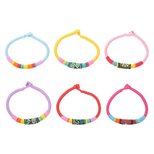 GLSTOY 6 Stück ethnische geflochtene Armbänder: Gewebtes, verstellbares Freundschaftsarmband, handgefertigter Festivalschmuck für Frauen und Paare von GLSTOY