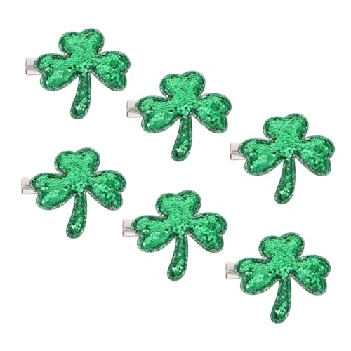 GLSTOY 6 Grüne Kleeblatt-haarspangen Mit Glitzer-pailletten Haarschmuck Für St Patrick's Day Partyzubehör Für Kinder Und Frauen von GLSTOY