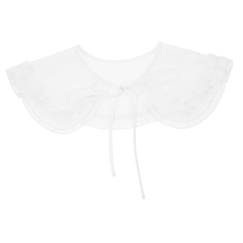 GLSTOY Abnehmbare Chiffon Fake Collar mit Lotusblatt kante Damen Kurz Blusenkragen Modischer Krageneinsatz für Kleider Pullover Shirts Vielseitig Kombinierbarer Falscher Kragen in Weiß von GLSTOY