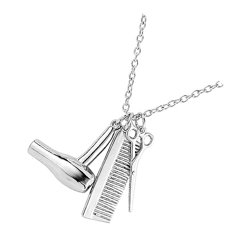 GLSTOY Alloy Hair Stylist Necklace mit Haartrockner Scheren Kamm Anhänger Friseur Clavicle Chain für Damen und Herren Stylingkette von GLSTOY