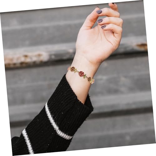 GLSTOY Armband Damen Vintage Blume Charm Armband Hautfreundlich Langlebig Modisch Braun Floral Schmuck von GLSTOY