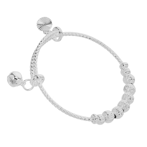 GLSTOY Armband mit Glockenanhänger Verstellbarer Silber Armreif für Junge Mädchen Leichtes Komfortables Schmuckstück für Jungen und Mädchen Geeignet für Taufe Geburtstag Shower Festliche von GLSTOY