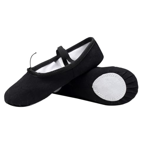 GLSTOY Ballettschuhe Leicht rutschfest Gymnastikschuhe Mädchen Atmungsaktiv Elastisch für Yoga Tanz Traditionell Ballett Jazz mit Rutsch Sohle Schwarz von GLSTOY