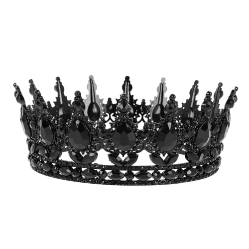 GLSTOY Barock Krone Damen Braut Tiara Leichtem Legierungs Material Vintage Stirnband für Hochzeit Geburtstag Kostümfest Schwarzes Gothic Schmuckaccessoire von GLSTOY