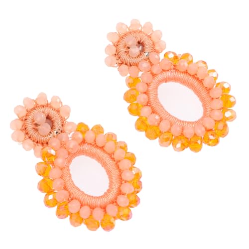 GLSTOY Boho Damen Ohrringe Bead Woven Statement Ohrschmuck Orange Geometrisch Dangle Creolen Leicht für Alltag Party Strand von GLSTOY