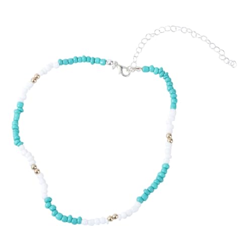 GLSTOY Boho Kurze Halskette Damen Handgefertigt Bunte Perlenkette Modisch Vielseitig für Alltag und Strandurlaub in Weiß von GLSTOY