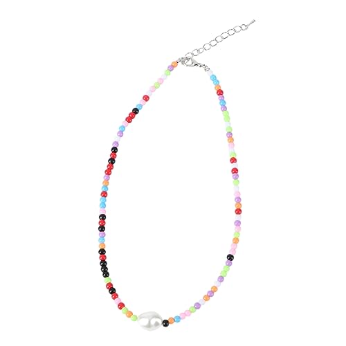 GLSTOY Boho Perlenkette Damen Kurz Bunte Halskette Ethnischer Stil Retro Modeschmuck und Langlebig für Party und Alltag von GLSTOY