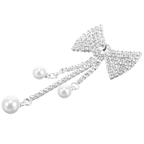 GLSTOY Bowknot Brosche mit Perlen und Funkelnden Strasssteinen Modisches Accessoire für Damen Stabile Metallnadel Vielseitig Kombinierbar für Festliche Anlässe von GLSTOY