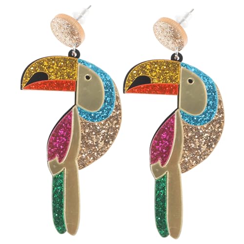 GLSTOY Bunte Pailletten Ohrringe mit Papageien Design Kreative Ohrhänger für Damen Langlebiger Schmuck mit Feiner Verarbeitung Auffällige Geschenkidee für Mädchen von GLSTOY