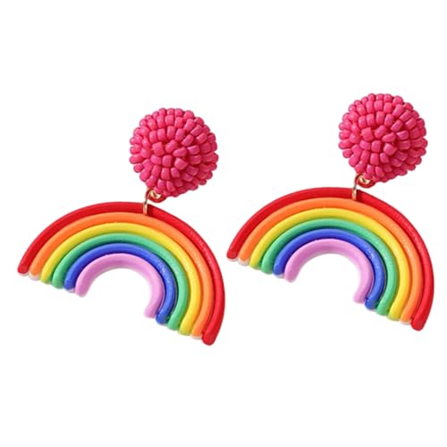 GLSTOY Bunte Regenbogen Hängeohrringe für Frauen und Teenager Tropfenohrringe mit Farbigen Perlen Langlebiger und Auffälliger Schmuck für Party Alltag und Geschenke von GLSTOY