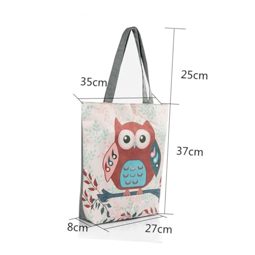 GLSTOY Canvas Schultertasche Damen mit Kreativem Eulenprint Große Kapazität Robustes Segeltuch Leichte Umhängetasche für Alltag Arbeit und Freizeit von GLSTOY