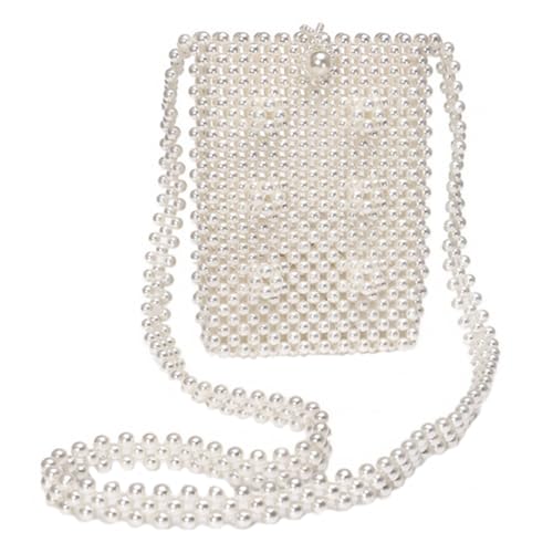 GLSTOY Damen Crossbody Bag mit Perlen Design Leichte Umhängetasche für Alltag Arbeit und Freizeit Kompakte Schultertasche aus Robustem Material für Handy und Kleine Gegenstände von GLSTOY