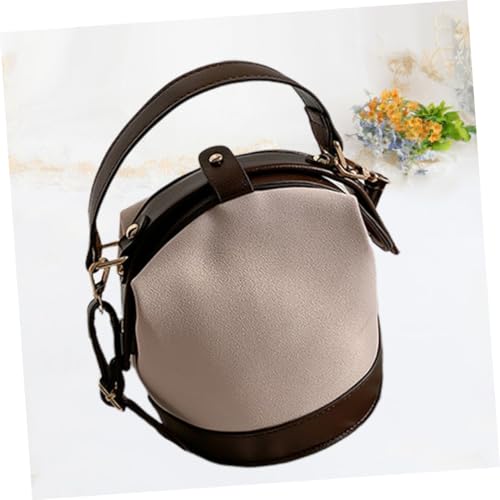 GLSTOY Damen Schultertasche Large Capacity PU Frosted Bucket Bag Beige Modisch Leichter Crossbody für Alltag Shopping Freizeit Eleganter Look mit Nieten Design für Frauen und Mädchen von GLSTOY