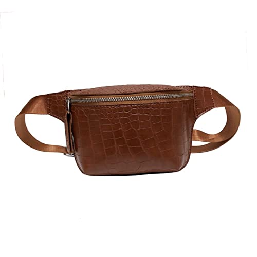 GLSTOY Damen Bauchtasche Mit Reißverschluss Stilvolle Umhängetasche Im Krokodil-Design Praktische Crossbody-Tasche Für Und Alltag Braun von GLSTOY