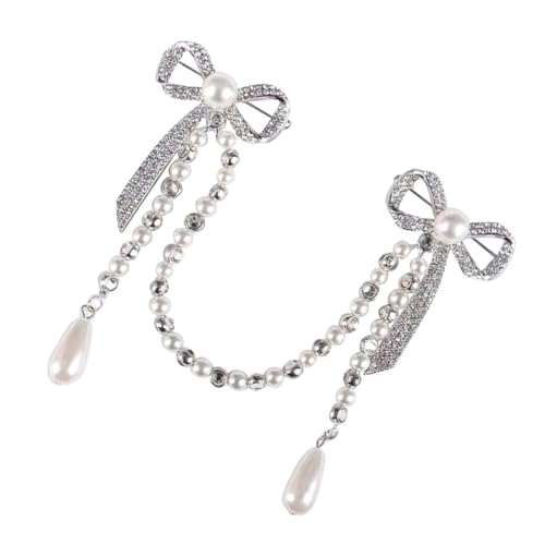 GLSTOY Damenbrosche mit Perlen Quaste und Kettenanhänger Besetzt mit Funkelnden Strasssteinen Modisches Accessoire für Hochzeiten Kleidung und Taschen Hochwertige Verarbeitung Langlebig von GLSTOY