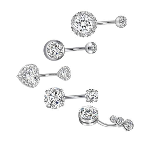 GLSTOY Edelstahl Bauchnabelpiercing mit Zirkonia Langlebiger Hautfreundlicher Bauchnabelschmuck für Damen Modisches Bauchnabelring Elegant und Rostfrei für Partys und Alltag von GLSTOY