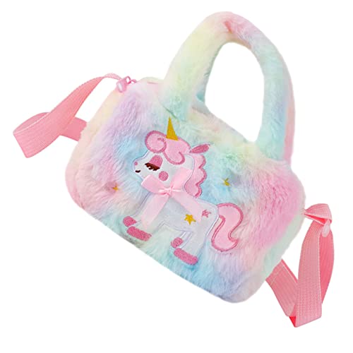 GLSTOY Plüsch Tasche Mit Einhorn Design Umhängetasche Für Mädchen Und Junge Mädchen Cartoon Geldbörse Zum Tragen Und Verschenken von GLSTOY