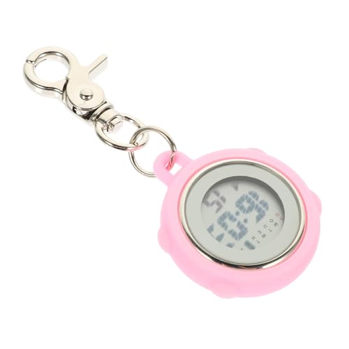 GLSTOY Elektronische Digitale Schwesternuhr mit Clip und Schlüsselanhänger Große Ziffern Stoßfest Praktische Klammeruhr für Pflegepersonal Ärzte Retro Kleines Design Rosa von GLSTOY