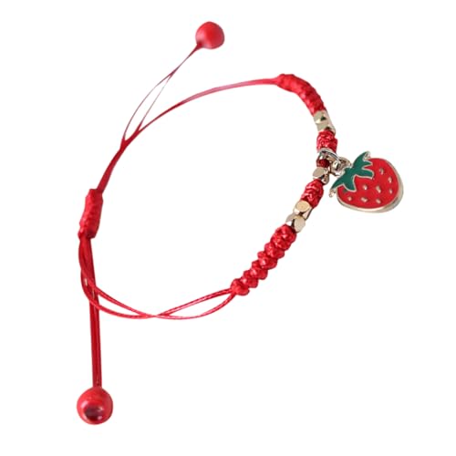 GLSTOY Süßes Erdbeer Freundschaftsarmband für Frauen Verstellbares Gewebtes Seilarmband Handgefertigter Obstschmuck für Reisen und Besondere Anlässe von GLSTOY