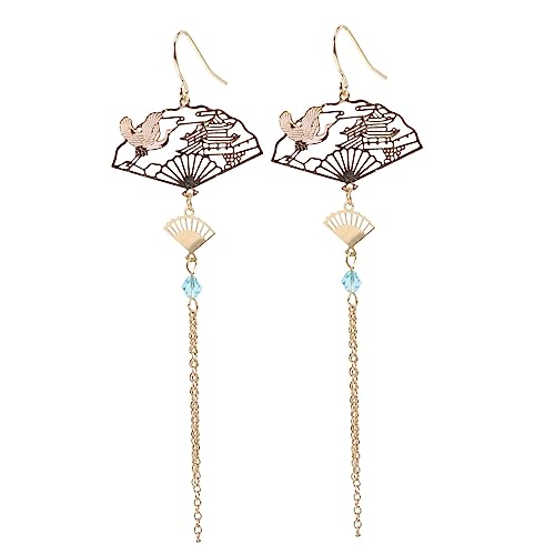 GLSTOY Fanförmige Quasten Ohrringe Damen Chinesischer Stil Lange Dangle Ohrschmuck Elegant Für Partys Hochzeit Alltag von GLSTOY
