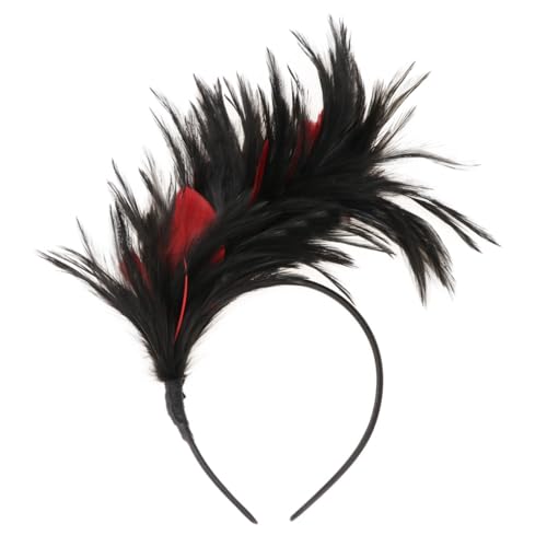 GLSTOY Federschmuck Haarreif Halloween Kopfschmuck Schwarz-rot Leichtes Stirnband Damen Party Karneval Masquerade Tea Party Accessoire von GLSTOY