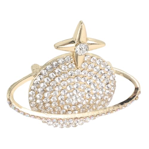 GLSTOY Goldfarbene Planet Brosche für Damen Cartoon Erde Design Modische Anstecknadel für Jacken Blazer und Mäntel Vielseitig für Business Abendveranstaltungen und Partys Verarbeitet von GLSTOY