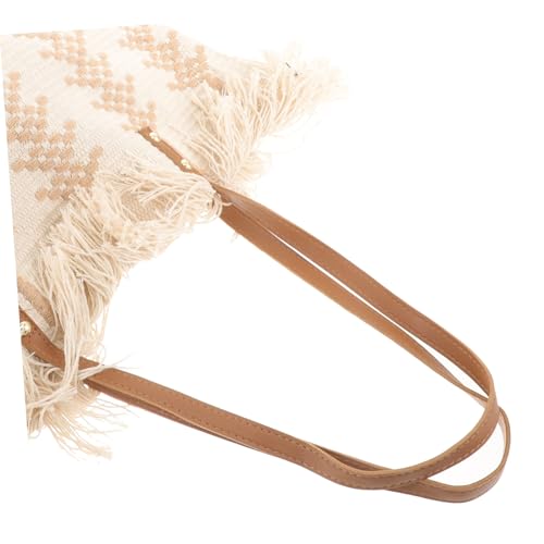 GLSTOY Große Woven Schultertasche Damen mit Tassel Geräumige Handtasche für Alltag und Freizeit Modische Gehäkelte Tote Bag Langlebige Umhängetasche für Shopping und Strand von GLSTOY