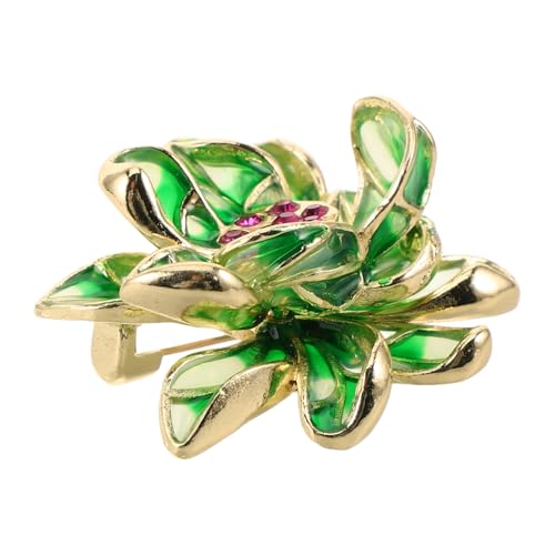 GLSTOY Grüne Lotusblüte Brosche Anstecknadel Traditioneller Chinesischer Stil Feine Handwerkskunst Eleganter Cardigan Kragen Clip Damen Kleidung Schmuck Accessoire von GLSTOY