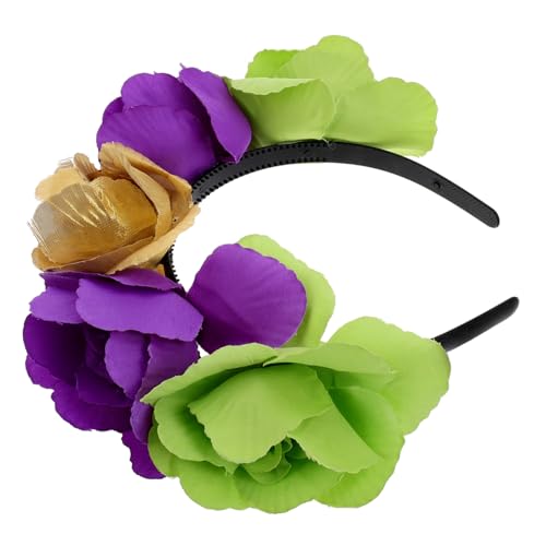 GLSTOY Blumenkronen-stirnband Für Halloween Tag Der Toten Stoff Rosen-blumenkopfstück Bequemes Stilvolles Partykostüm-haar-accessoire von GLSTOY