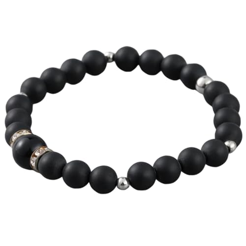 GLSTOY Natursteinarmband Für Männer Schwarzer Perlenschmuck Stilvolles Für Männliche Anlässe von GLSTOY