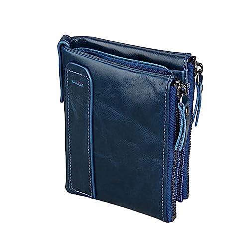 GLSTOY 1stück RFID-sichere Herren Geldbörse Aus Leder Multifunktionale Kurze Reißverschluss Geldtasche Für Männer Blau Mit Fächern Für Karten Und Münzen Stilvolles Design Große von GLSTOY