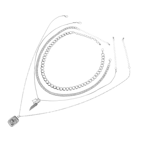 GLSTOY Hip Hop Herren Halskette Titanstahl Mehrschichtig Engelsflügel Anhänger Punk Stil Leicht und Robust Für Bar Partys und Alltag von GLSTOY