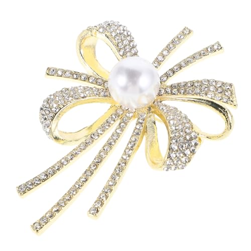 GLSTOY Hochwertige Bowknot Brosche Damen mit Perlen und Strass Elegante Anstecknadel für Kleider Fein Verarbeitet Modisches Accessoire für Festliche Anlässe und Alltag von GLSTOY