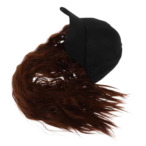 GLSTOY Integrierte Baseballmütze mit Langen Welligen Synthetikhaaren für Partys Cosplay Täglichen Gebrauch Bequeme Modisches Design von GLSTOY