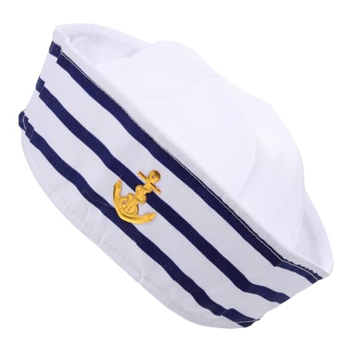GLSTOY Kapitänsmütze Für Weiße Logo-stickerei Verstellbare Matrosenmütze Für Kostümpartys Und Bühnenaufführungen Für Halloween Und Festlichkeiten von GLSTOY