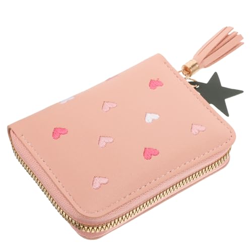 GLSTOY Damen Geldbörse Pu- Kleine Süße Geldtasche Mit Reißverschluss Kartenhalter Und Münzfach Und Leicht Für Täglichen Gebrauch Und Shopping Hellrosa von GLSTOY