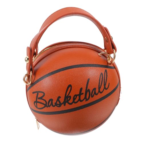 GLSTOY Kleine Runde PU Handtasche Basketballform Vielseitige Umhängetasche Damen All Match Schultertasche für Alltag Shopping Party von GLSTOY