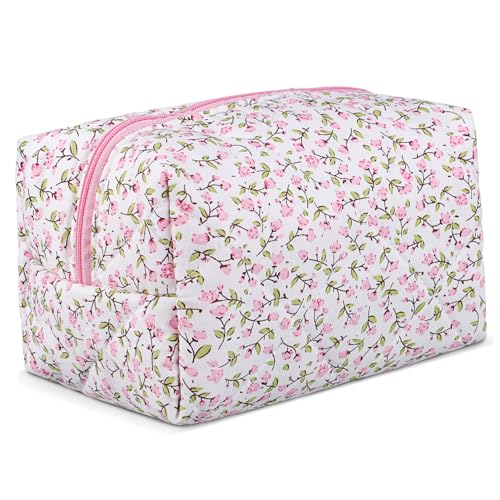 GLSTOY Kosmetiktasche Für Damen Tragbare Makeup Bag Mit Blumenmuster Leicht Und Platzsparend Für Reisen Und Schnelle Makeup-auffrischungen von GLSTOY